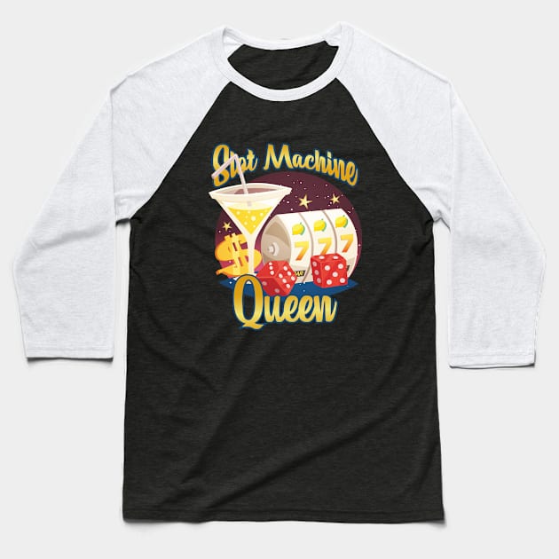 Lucky Casino Slot Machine Queen - Lemon Squash Baseball T-Shirt by RUS